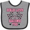 inktastic Girls Love Racing Rally Flags Baby Bib Heather and