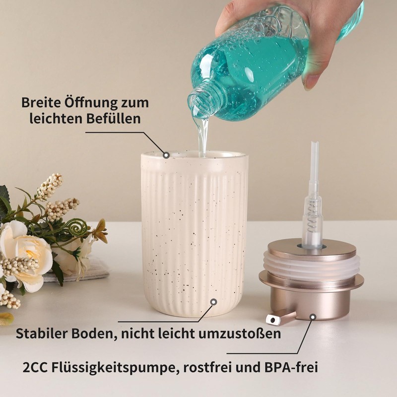 Umlaca Soap Dispenser, Refillable Ceramic Soap Dispenser, 350 ml, Large