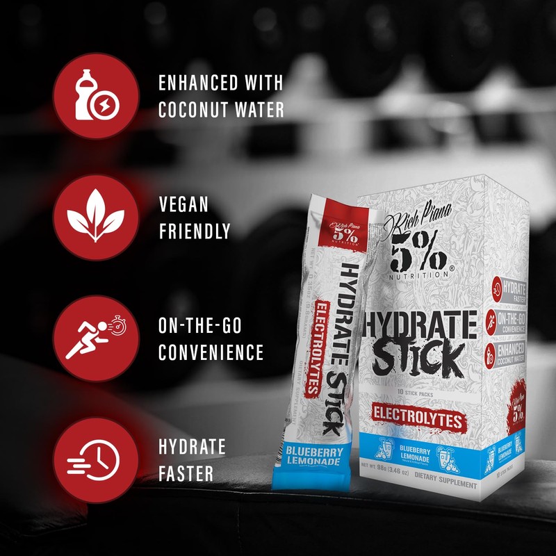 5% Nutrition Hydrate Stick Hydration Packets | Sport Electrolyte Powder