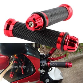 7/8 Inch 22 mm Motorcycle Grips Non-Slip Rubber Handlebar Grips (Red)