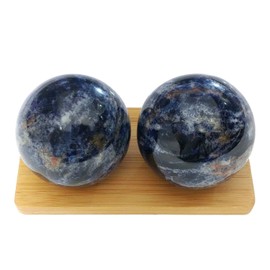 Top Chi Sodalite Baoding Balls for Hand Therapy, Exercise, and Stress Relief (Large 2 Inch)