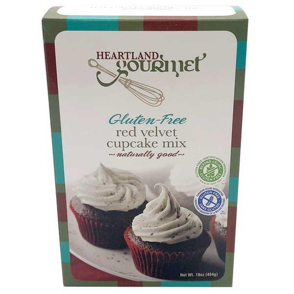Heartland Gourmet: Gluten Free Red Velvet Cupcake Mix - Rich and Decadent - Certified Gluten Free Ingredients - All Purpose - Safe for Celiac Diet