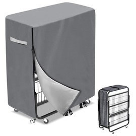 Gasadar Rollaway Bed Cover 38 in Adjustable Folding Bed Storage Cover with Zipper and Elastic Drawstring Heavy Duty Waterproof Dustproof Rollaway Protector 39"L x 15"W x 45"H Gray