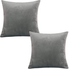 Tennove Cushion Covers 60x60cm Soft Solid Velvet Throw Pillow Covers Pack of 2 Decorative Pillowcases Square Cushion Cases Protectors for Sofa Bed Couch Bench, Grey