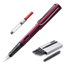 Boxiti Set - Lamy AL-Star | Black Purple | Fine Nib | 5 Black Ink Cartridges, Z28 Converter and Wipe