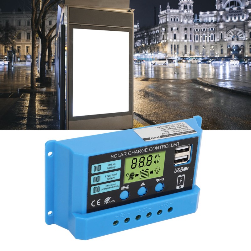 Solar Charge Controller 12V 24V Battery Solar Panel Charging Regulator