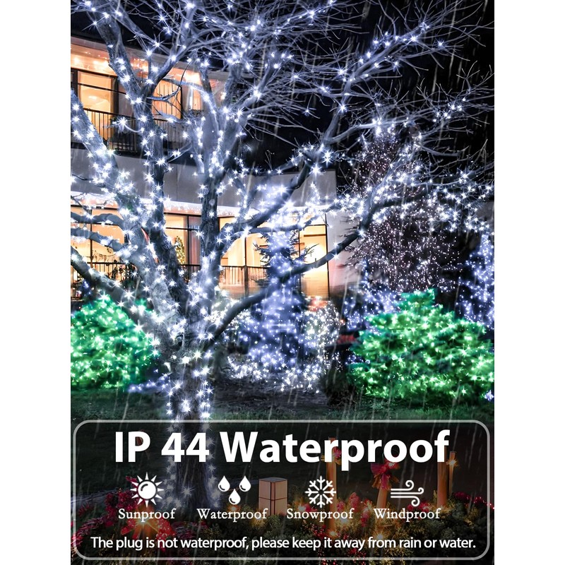 YIQU White 82FT 200 LED Christmas String Lights Outdoor/Indoor (Extendable