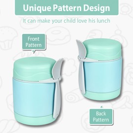 10oz Soup Thermo for Hot Food Kids,Lunch Thermo Kids Food Jar with Spoon Hot Insulated Food Containers,Leak Proof Stainless Steel Wide Mouth Lunch Food Thermo Jar for School(Mint-Green)