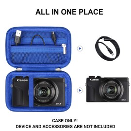 Supmay Hard Travel Case for Canon Powershot G7 X Mark II/ G7 X Mark III Digital Camera, Protective Storage Bag with Zipper Mesh Pocket for Battery Pack, Charging Cable and Other Accessories, Blue