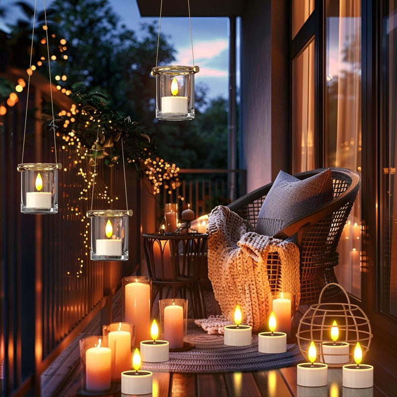 PChero 6 Pack Solar Tea Lights Outdoor Waterproof, Small Solar