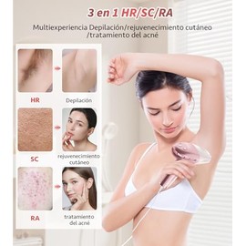3 en1 IPL Depiladora Láser, 9℃ Dispositivo de depilación indolora IPL Para Mujer, 9 Niveles Ajustables Depiladora IPL, Con HR/SC/RA,999,999+Láser, dis
