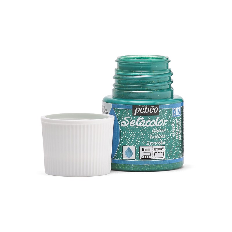Pebeo Setacolor Light Glitter Fabric Paint 45-Milliliter Bottle, Emerald,Emerald