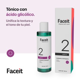 FACEIT I Tónico Facial con Ácido Glicólico, Aloe Vera y Extracto de Manzanilla I Paso 2 I Calma y Elimina las Impurezas, Unificando la Textura de tu Piel. I Tratamiento Anti Acné I 180 ml