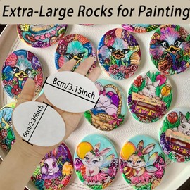 Hisredsun 10 pcs 2.36-3.14 inch White Painting Pebbles, Large Smooth Pebbles for Painting Mandala and Kindness Rocks for Arts, Crafts, Garden Decoration (10)