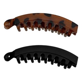 2 Pcs Banana Hair Clips for Women, Banana Clips Clincher Comb Hair Grips, Large Banana Clip for Thick Hair and Thin Hair, Tortoiseshell Hair Banana Combs Ponytail Holder Hair Clips