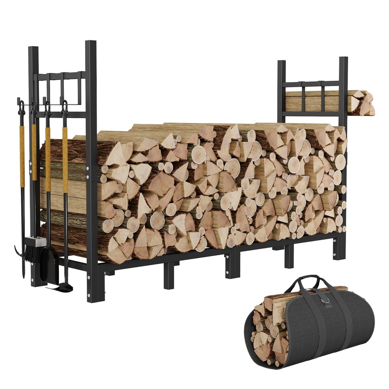 Heavy Duty Firewood Rack for Indoor & Outdoor Log Storage