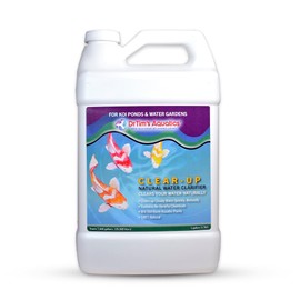 DrTim’s Aquatics Clear-UP for Koi Ponds and Water Gardens – 100% Natural Water Clarifier for Sanitizing & Clearing Up Cloudy Water - Treats 7680gal - 128oz