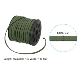 PATIKIL Suede Leather Cord 5 mm 50 Yard, Faux Suede Cord Flat Leather String with Roll Spool for Necklace Bracelet Beading Jewelry Making, Army Green