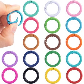 Winsyison 34pcs Spring O Rings, Colorful Round Spring Snap Keyring, Metal Carabiner Clips for Keychain Handbag Purse Dog Collars Leashes Lanyard DIY Crafts- 17 Colors