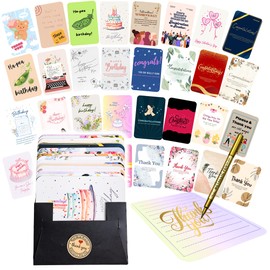 ganfaner Greeting Cards assortment box, 48 greeting cards with Card Organizer Box and gold pen, assorted cards for all occasions, card assortment pack for all occasions with blank greeting cards