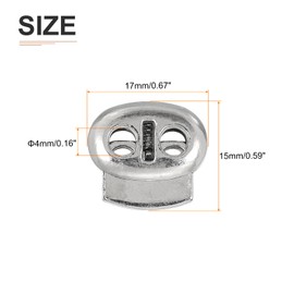 DTGN 4 mm Diameter Plastic Cord Fastener - Pack of 6 - Good for Drawstring Backpack - Silver, silver, 4mm