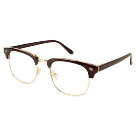 iB-iP Women's Retro Half Rim Classic Fashion Clear Lens Glasses, brown