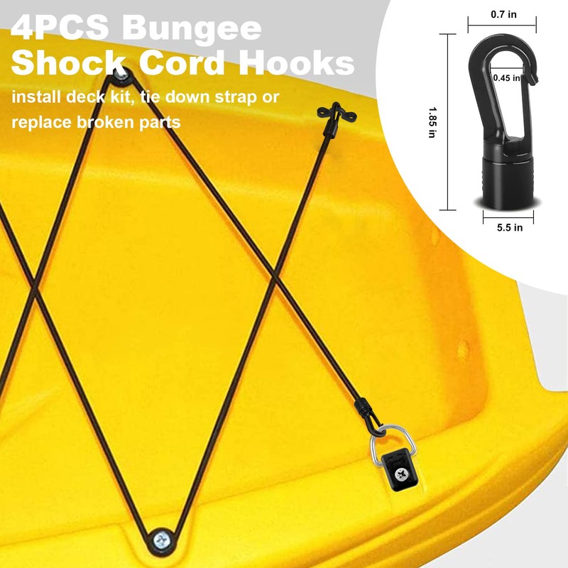 Kayak Deck Rigging Kit 1/4" 9.8' Bungee Cord with 6