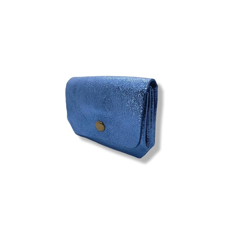 Générique Women's Iridescent Leather Wallet Metallic Leather Card Holder Shiny