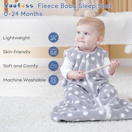 Yoofoss Fleece Baby Sleep Sack 0-6 Months, 2 Pack 1.5 Tog Baby Wearable Blanket with 2-Way Zipper, Toddler Sleeping Sack, Soft Warm Lightweight(Small)