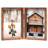 TOFOREVO 5x7 Double Picture Frame Rustic Brown Wooden Hinged Beveled