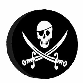 Jolly Roger Pirate Flag Spare Tire Cover 15 inch Wheel Skull Bayonet Cross Protectors Weatherproof Universal for Trailer Tire Cover Rv SUV Truck Camper Travel Trailer