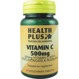 Health Plus Vitamin C 500mg : Vitamin C Supplement : 30 Tablets, in a Planet-friendy 99% Recycled Pot