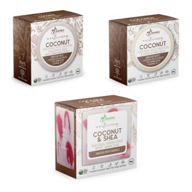 Solid Rice Protein Shampoo, Conditioner and Body Wash Bundle | Shampoo, Conditioner & Wash Bars For Hair and Body w/All Natural Plant Based Essential Oils & Zero Waste Packaging (Coconut & Shea)