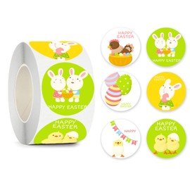 500 PCS Easter Stickers,Happy Easter Stickers on a Roll,Easter Bunny Egg Chick Wrapping Roll Sticker,Lovely Bunny Stickers Decorative Seal Easter Stickers for Easter Crafts Arts Making DIY Card b