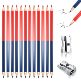 Containlol 12 Pieces Checking Pencils Red and Blue Erasable Pencils Double Colored Pencils Pre Sharpened Pencils 2 HB with Sharpeners for Checking Map Marking Coloring Tests Grading