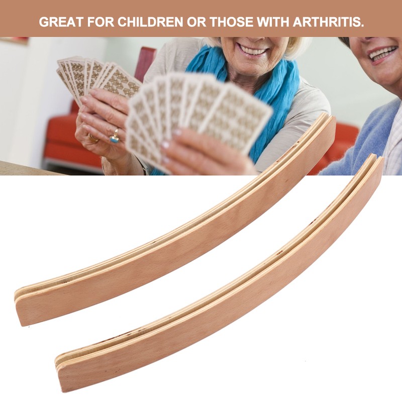 2pcs Wooden Pocker Stand Hands Free Playing Card Organizer Base