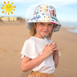 XYIYI White Car Wide Brim Sun Hats with Neck Flap for Baby Boys Quick Dry Beach Caps