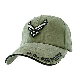 Eagle Crest U.S. Air Force Wings Logo Tonal Washed Mens Cap [Olive Drab Green - Adjustable]