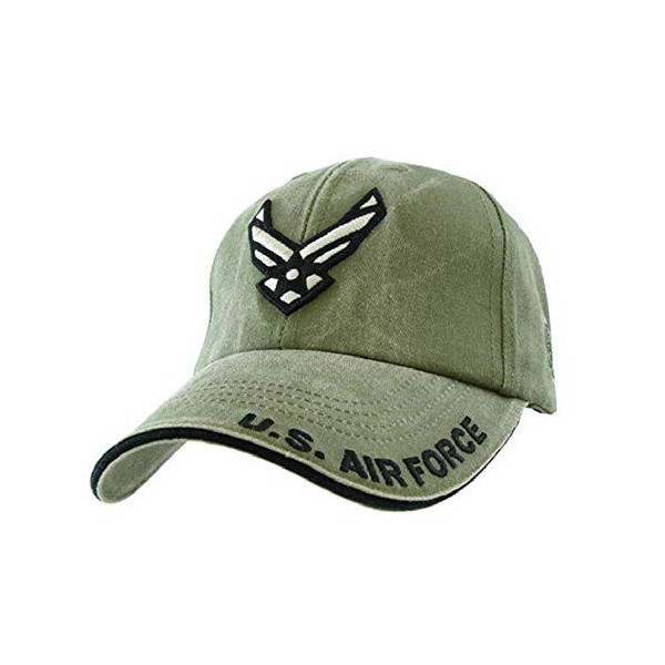 Eagle Crest U.S. Air Force Wings Logo Tonal Washed Mens Cap [Olive Drab Green - Adjustable]