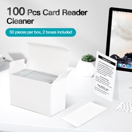 100 PCS Credit Card Reader Cleaning Cards - CR80 Dual Side Cleaning Sheets for POS Terminals, Printers, and Optical Card Readers