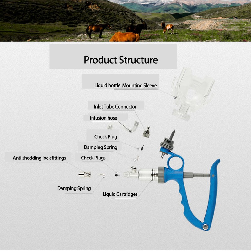 0.5ml‑6ml Livestock Syringe Adjustable Continuous Vaccine Livestock Syringe for Cattle