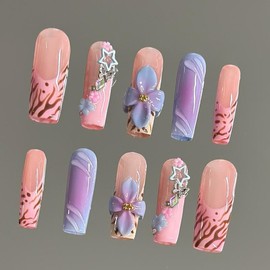 NailVesta DreamWear Collection – 100% Handcrafted 3D Press-On Nails | Reusable, Long-Lasting, Salon-Quality:_Rosey Tigress _S