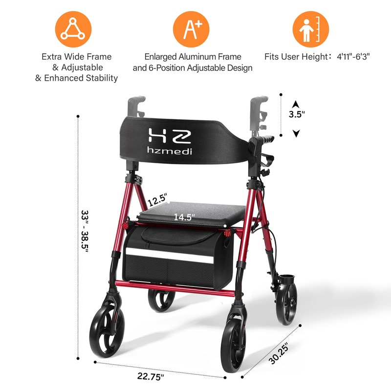 Walkers for Seniors with Seat, Foldable Rolling Walker with Durable