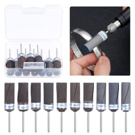 Glarks 10Pcs Sanding Drums Sleeves Polishing Rolls, Abrasive Grinding Head Sandpaper Bar Sticks, 180/240/320/400/600/800/1000/1200/1500/2000 Grit Cylinder Polishing Grinding Mounted Sanding Points