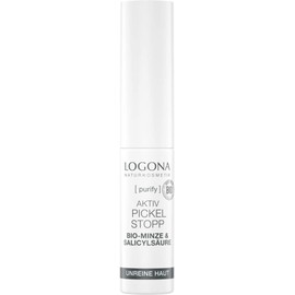 Organic Active Pimple Stop by Logona Naturkosmetik for Blemished Skin & Combination Skin, Organic Mint & Natural Salicylic Acid from Willow Bark, Quick Aid Against Pimples, Natural & Vegan, 6 ml