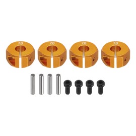 sourcing map Aluminum 12mm Wheel Hex Hubs Drive Adapters Golden 7mm Thickness with Screws and Pins for RC Car Upgrade Replacement Parts 4Pcs