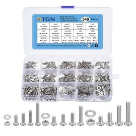DTGN 540Pcs Nuts and Bolts Assortment Kit, #2-56#4-40#6-32 Phillips Pan Head Machine Screws, 304 Stainless Steel Screws Assortment Kit with Washers