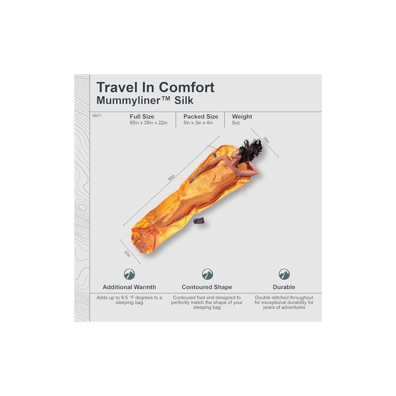 Cocoon Silk MummyLiner (Sunset, 95-Inch x 35/22-Inch)