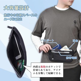 JetWave Fanny Pouch, Lightweight, Ultra-thin, Passport Case, Unisex, Anti-Slimming Function, Multi-functional Hidden Pouch, Travel Card Storage, Thin Design (Black)