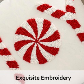 Tosleo Christmas Pillow Covers 18 x 18 inch Set of 2 Red Christmas Joy Throw Pillow Cover Christmas Party Decorations Winter Holiday Embroidery Cushion Case for Sofa Couch Bed Living Room